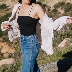 Fluffy zip up teddy jacket with hood